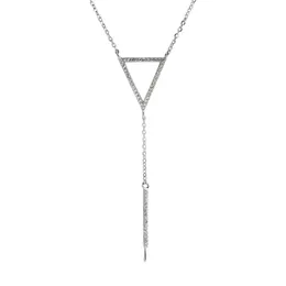 Triangle Drop Pearl Pendant Halsband Inställning Zircon 925 Sterling Silver halvfabrikat för Pearsl 5 stycken