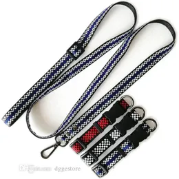 Nylon Dog Collar Leashes Set Designer Dog Leash Black and White Check Pattern Pet Collar för Små Medium Big Dogs Fransk Bulldog Poodle Corgi Pug B54