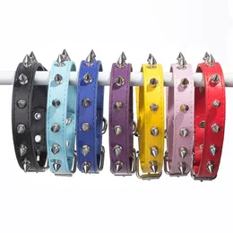 2021 Punk Rivet Unikać ugryzienia psa kołnierz Cukierki Kolory PU Skórzane Leash Collar Pet Puppy Dostaw Red Blue Black Blue