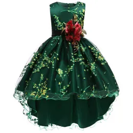 Dziewczynek Kwiat Księżniczka Balowa Suknia Party Tutu Trailing Sukienka Dla Brithday Wedding Kids Christmas Dresses Odzież dziecięca G1129