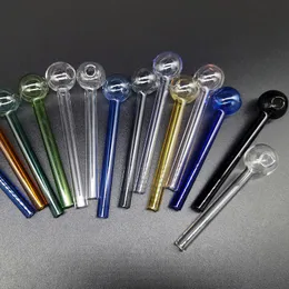 Wholesale 4inch 4.2inch Colorful Pyrex Glass Oil Burner Pipe Smoking Tube Tobcco Herb Oils Nails Water Hand Pipes Great Tubes Nail Tips VS Bongs