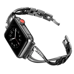 حزام Wristband Women لـ Apple Watch 8 Ultra 49mm 7 SE Diamond Bands 38mm 41mm 45mm 42mm 40mm 44mm Stainless Steel Bracelet Fit Iwatch Series 6 5 4 3 2 1