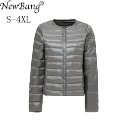 Bang Brand Women's Down Jacket Ultra Light Women Collar-Less Coat Feather Lightweight Portable Thin Slim S 210913