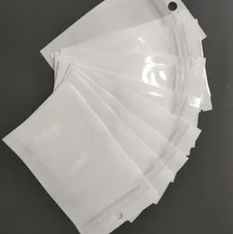 Wyczyść Biała Pearl Plastic Poly Torby Opp Opakowanie Zipper Lock Pakiet Akcesoria PCV Skrzynki detaliczne