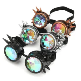 Steampunk Goggles Okulary przeciwsłoneczne Mężczyźni Kobiety Kaleidoscope Rave Festiwal Okulary Holograficzne Retro Party Cosplay Gogle Eyewear