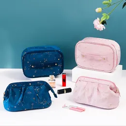 Women Toiletry Bags Travel Zipper Handle Cosmetic Bag Make up Case Organizer for Girls Velvet Travel Storage Pouch