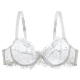 shaonvmeiwu lace embroidery ultra-thin transparent bra sexy ultra-thin plus size unlined underwear A B C D cup 210623