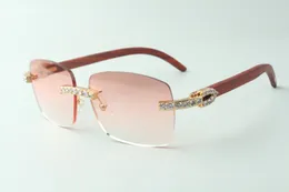 Direct sales XL diamond sunglasses 3524025 with original wooden temples designer glasses, size: 18-135 mm