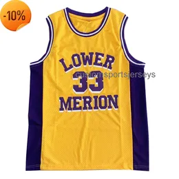 Stitched Custom Lower Merion High School 33 Jersey Hip-Hop Movie Jersey Yellow 1996 Män Kvinnor Ungdom Baseball Jerseys XS-6XL