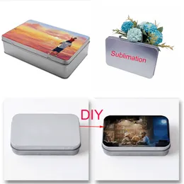 Sublimation Lunch Box Rectangular Tinplate Cans DIY Blank Candy Case Makeup Storage Tin Boxes