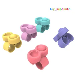 Slap Bracelet Fidget Toys Dimple Push Finger Bubble Soft Ring Decompression Toy Puzzle Safety Halloween Christmas gifts for kids