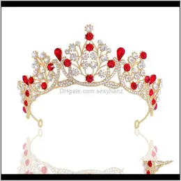 Tiaras Luxury Red Color Rhinestone Rhinestone Big Crown Girls Women Tiara Party Bride Bride Leaddress Association Thqrc Vj9mn