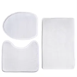 Sublimation Bathroom Mats Blanks Cotton Bath Rugs Three-piece Thermal Transfer Toilet Mat DIY White in stock