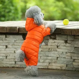 Marka Kış Köpek Mont Ceketler Sıcak Kıyafet Pet Köpekler Için Yavru Hafif Dört Bacaklar Aşağı Hoodie Giysileri Teddy Bear Kedi Kayak Yelek 211007