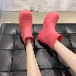 Gai Gai Gai Top Boots Kadın Şeker Düz Renkler Pembe Üçlü Bule Fıstık Frost Sarı Moda Platform Martin Ayak Bildiri Yuvarlak Yuvarlak Ayak parmakları Su Geçirmez