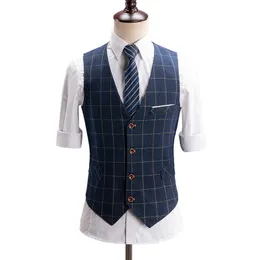 M￤ns v￤star V-ringning krage kostym Vest Business Casual Waistcoat Underwear Single-Breasted Fashion Blazer Top For Men 002