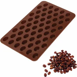 20pcs Bakeware Cake Baking Mould Tools 100% Food Grade Silicone Mini Coffee Bean 55 Grids Chocolate Sugar Candy DIY Molds 18.5*11*1.4cm