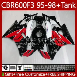 Bodywork + zbiornik dla Honda CBR 600 F3 CC 95-98 CBR 64NO.3 CBR 600FS 600F3 CBR600 FS CBR600F3 95 96 97 98 CBR600-F3 600CC CBR600FS 1995 1996 1997 1998 Goryning Red Black Stock