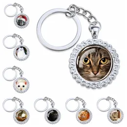 ESSPOC Charms Anime Kristall Keychain Nette Katze Tier Llaveros Weibliche Silber Überzogene Schlüsselanhänger Schlüsselanhänger Für Frauen Geschenk Dipshiping G1019