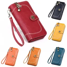 Portfele Vintage Solid Kobiety Kiesy Kobiet Portfel Zip Kobiet i torebki Długi Styl Telefon Portefeuille Femme # G8