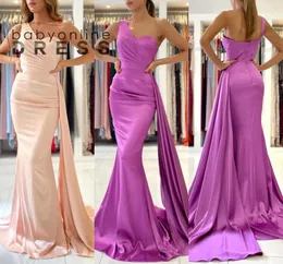 Sexy One Shoulder Mermaid Evening Dresses Pleats Peplum Long Party Occasion Prom Gowns Bridemsaid Dress Wears BC9850