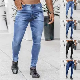 WENYUJH Męskie proste dżinsy dżinsy spodnie Slim Fit Jean Skinny Biker Spodnie Skinny Ołówek Spodnie Niskiej Talii Mężczyźni Uliczne Dna X0621