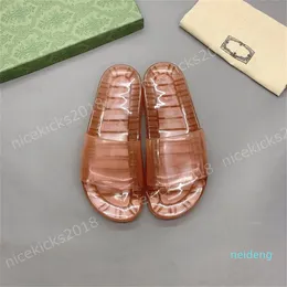 Mens Womens Slipper Laser Sommar Sandaler Strand Slides Populära Tofflor Ladies Sandali Badrum Candy Color Jelly Shoes Classic F859