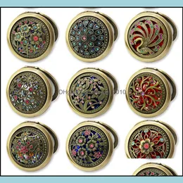 Anthropologie Mirror Decor Home Gardenmini Retro Vintage Style Butterfly/Flower/Peacock Makeup Cosmetic Pocket Compact rostfritt spegel Drop Delivery 2