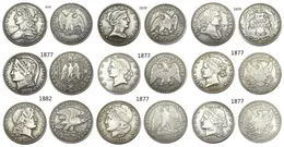 EUA Um conjunto de (1838-1882) 9 pcs Diferente Head Dollar Patterns Craft Prata Banhado Copiar Coin Ornamentos Replica Moedas Decoração de Casa Acessórios
