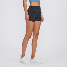 L-01 Nya kvinnor Yoga Short Byxa Hög midja löparshorts Dubbelsidig Brokad Slipning Dam Fitness Leggings Casual Sport Byxor