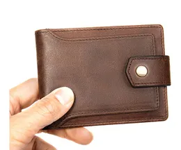 Wholesale men's oil wax leather wallet retro thin cowhide leathers card holder multi-card position clip purse 472