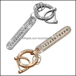 Keychains Fashion Accessories 2022 Keychain Luxury Arrivals Car Rhinestones Anti-Lost Phone Number Key Pendant Drop Delivery 2021 1Lj2A