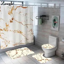 Non-slip Bathroom Carpet Rug Bath Mat Flannel Shower Curtain Set Shower Room Absorbent Toilet Mat and Anti-slip Floor Carpet Set 210401