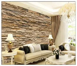 Custome Photo Murals 3D Bricks Wallpaper TV Background Living Room Block Stone Photo Wall Stickers Waterproof