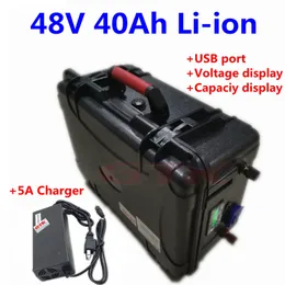 48V 40AH LITIUM LI JON Batteripaket för gaffeltruck Electric Bike Electric Scooter Solsystem Telekom Power Tools+5A -laddare