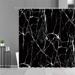 Black Marble White Stripe Printing Shower Curtain Modern Simplicity Home Bathroom Decor Cloth Waterproof Bath Curtains Screen 211116