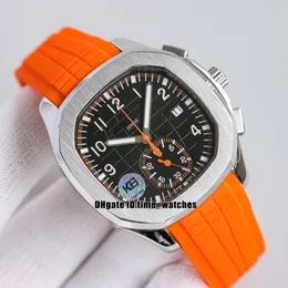 2022 الساعات ذات الجودة العليا 42.2 مم 5968A-001 CARROGRACH Steel CASE CAL.CH 28-520 C Automatic Mens Watch 5968 Back Dial Guets Sport Wristwatches Orange Rubber Strap