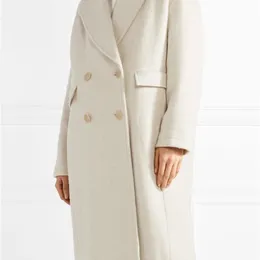 UK Fall Vinter Kvinnor Enkel Ull Maxi Lång Dubbel Breasted Coat Silhouet Kvinna Ytterkläder Manteau Femme Abrigos Mujer 211104