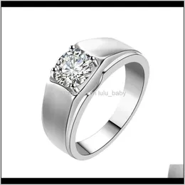 Mit seitlichen Steinen Ringe Schmuck Drop Lieferung 2021 Mosangshi Mens Diamond Simple Frosted Sterling Sier Simulation Ring Maßgeschneiderte 18K Gold Pj