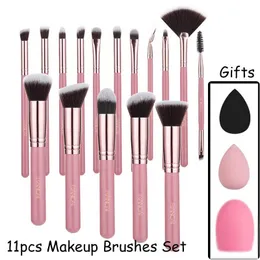 11 pcs / conjunto de pincéis de maquiagem conjuntos Sombra misturando Eyeliner Eyelash Sobrancelha Compõem Beauty Brush Kit com Pó Puff e Brushegg