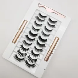 Pestañas Lash Magnético Cílios Falsos Set Fake Lash 2 Líquido Eyeliner + Um Tweezer 3D Ímã Faux Cils Reutilizável Nenhuma cola 15 Define muito extensões de cílios