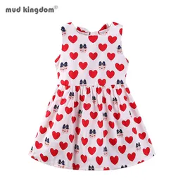 Mudkingdom Little Girls Backless Camiz Sukienka z pasem serca Niedźwiedź Drukuj Moda Odzież 210615