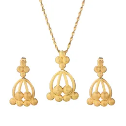 Dubai Jewelry Set For Women Gold Color Ethiopian Pendant Necklaces Earrings Middle Eastern Arab African Wedding Jewelry