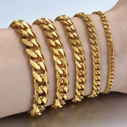 Women's Men's Bracelet Stainless Steel Cuban link Chain Bracelet Gold Silver Color Fashion Jewelry KBB10