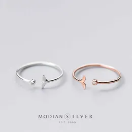 Rose Gold Color Marine Life Free Size Ring for Women Shiny Zircon Cute Mermaid Tail Sterling Silver 925 Fine Jewelry 210707