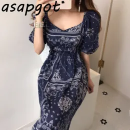 Elbiseler Vintage Indie Halk Yaz Kare Boyun Fener Kollu Elbise Kadın Nakış Jakarlı Kısa Maxi Casual 210429