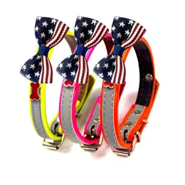 Dog Collars Leashes Independence Day Transer Pet Supplies Aligator PU Leather Bone Necklace Accessory Supply Collar for Medium