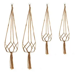 2021 Knotted Macrame Plant Hanger Hook Vintage Cotton Linen Flowerpot Basket Lifting Rope Hanging Basket Pot Holder