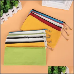 مستلزمات Supplies School Business Industrial Industrial Canvas Zipper Solid Pencil Cases Pen Pouch Stationery Case Clutch Clutch Storage B Storage B