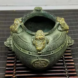 Antike Sammlung Bronzen Goldene Kröte Qianlou-Ornamente aus Qianlong-Jahr-Statue